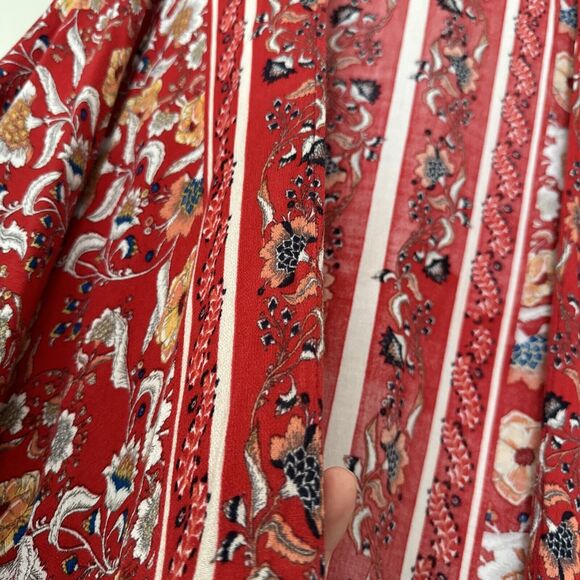 Women’s print fringed Duster Cardigan long sleeve open Front size XS Oversized - Picture 6 of 9